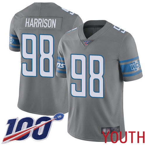 Detroit Lions Limited Steel Youth Damon Harrison Jersey NFL Football #98 100th Season Rush Vapor Untouchable->youth nfl jersey->Youth Jersey